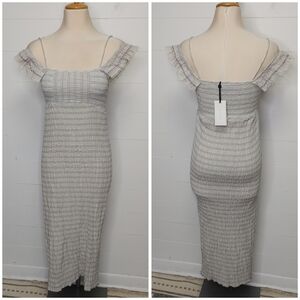 Anthropologie Intropia cotton smocked midi dress size XS